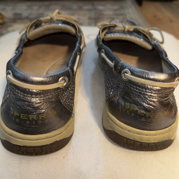 Sperry Ángel fish boat shoes silver / glitter leather lace up women’s sz 9 1/2 - Picture 5 of 12